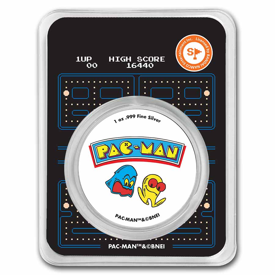 楽天 送料無料にならない oz 1 Cabinet Arcade PAC-MAN™ Colorized eBay | Round Silver アクセサリー